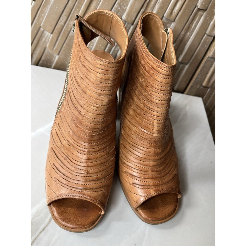 PAUL GREEN Cayanne Peep Toe Sandal Heels BOOTIE Leather Brown Sz Uk 5.5 Us 8 - Picture 4 of 8